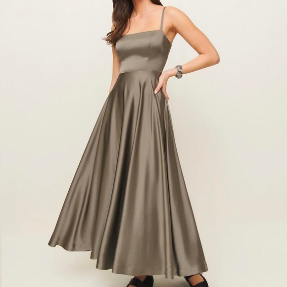 Reformation Dresses & Skirts - Reformation Gracen Satin Dress Taupe New With Tags